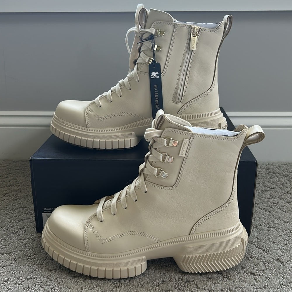 Sorel Cream Platform Combat Boots - Picture 12 of 13